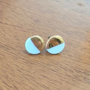 Noonday white porcelain stud earrings with gold dipping